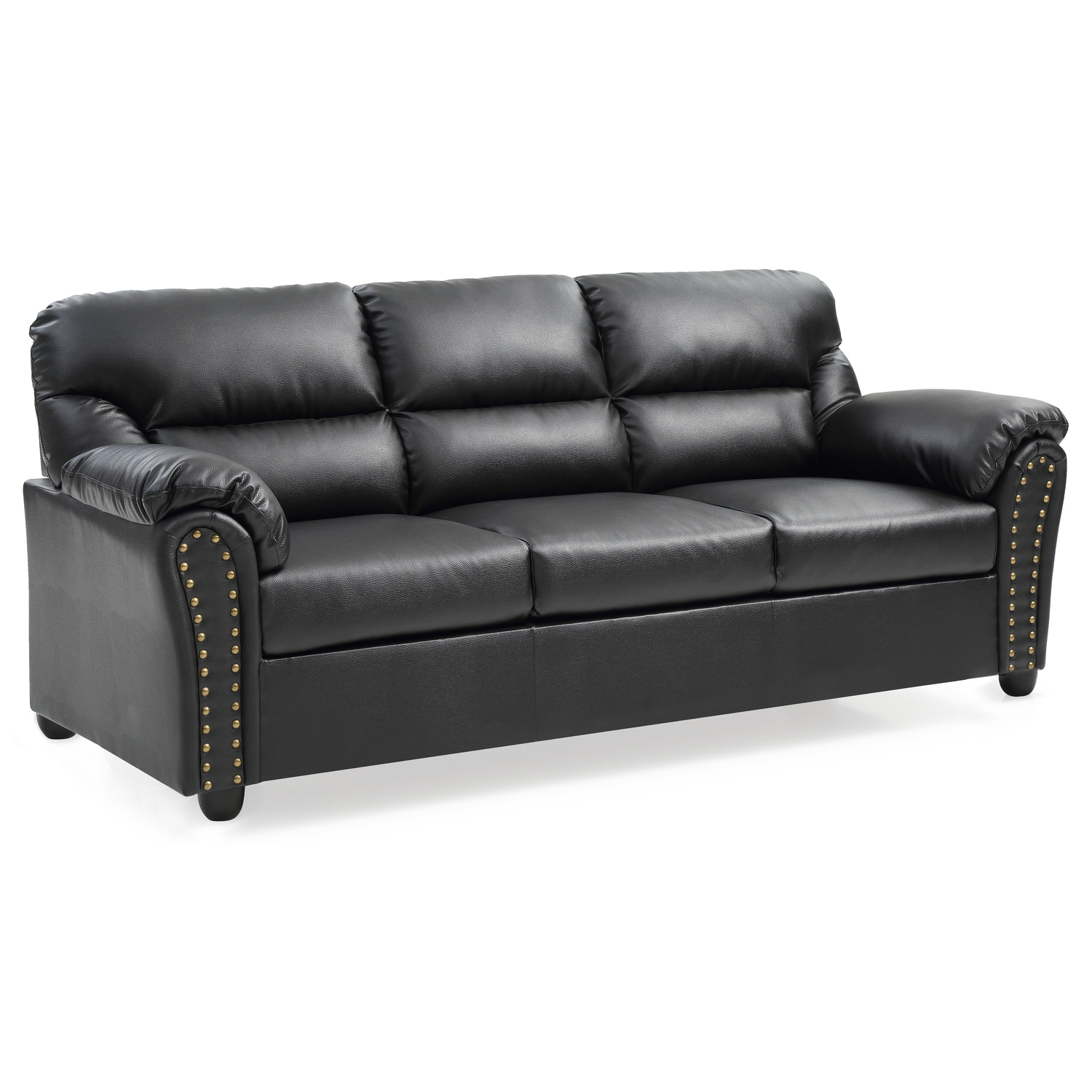 Glory Furniture Olney Faux Leather Sofa in Black