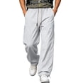 thumbnail image 2 of Kctiaxy Cargo Sweatpants for Men Solid Casual Baggy Pants Elastic Waist Drawstring Lounge Pants, 2 of 9