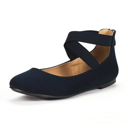 

Dream Pairs Womens Ballet Flats Elastic Ankle Strap Mary Jane Slip On Shoes Sole_Stretchy Navy Size 5