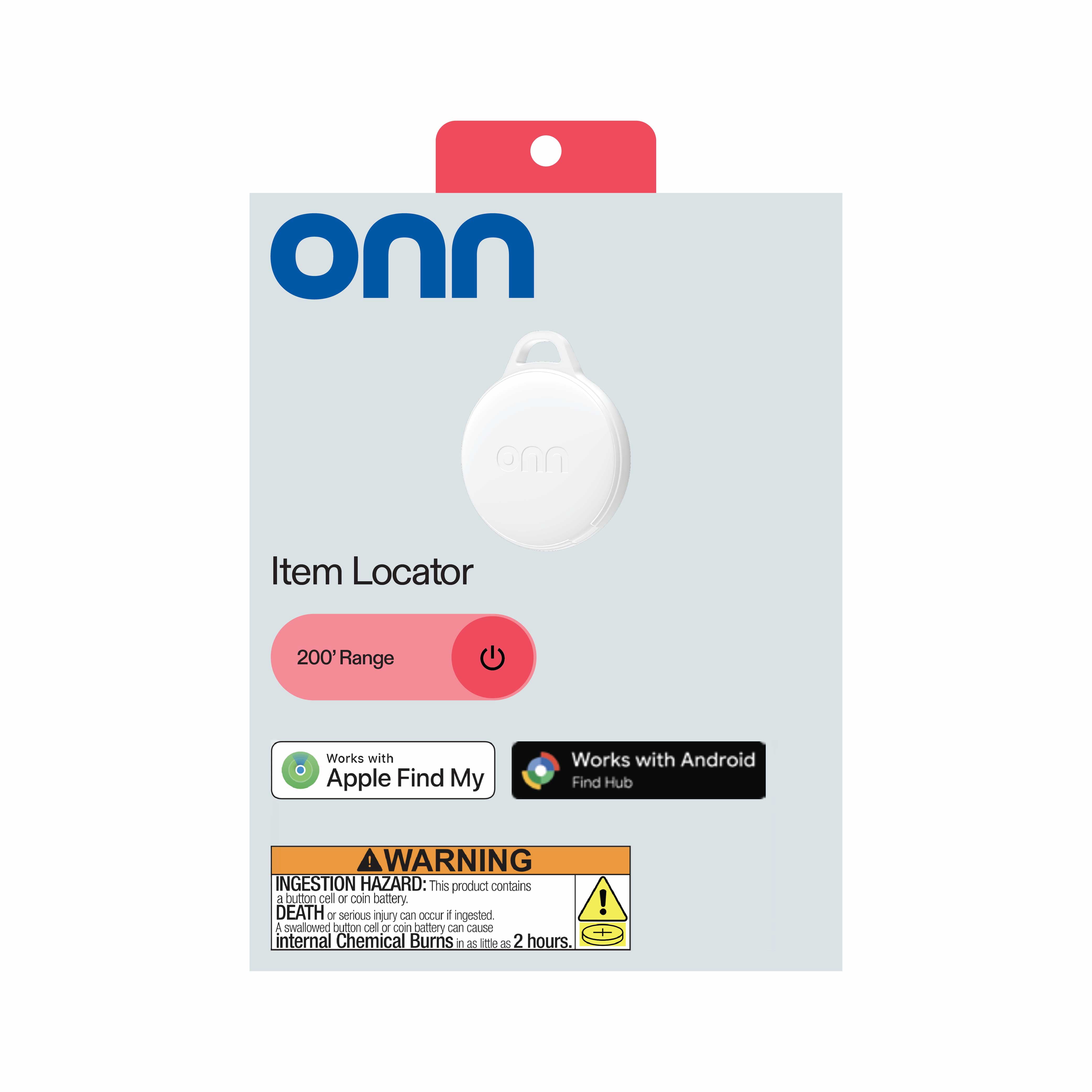 onn Item Locator, iOS / Android Compatible - White