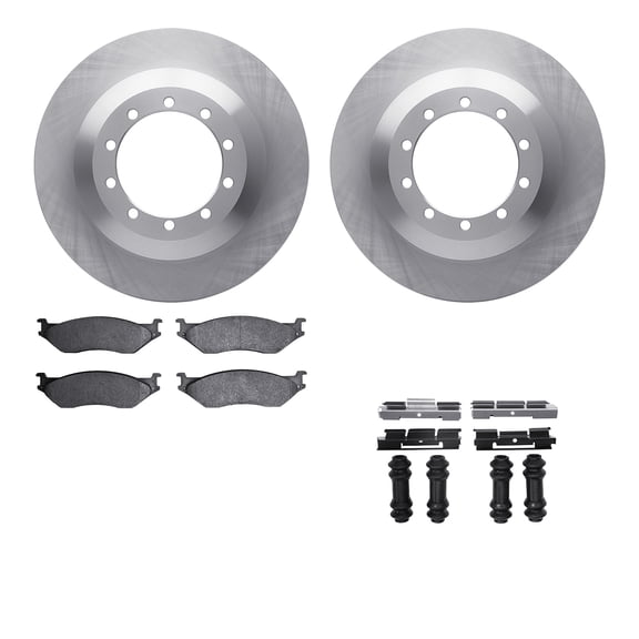 Dynamic Friction Company Rear Brake Rotors with Heavy Duty Brake Pads includes Hardware 6212-99528