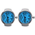 thumbnail image 1 of EeaseMX 2 relojes de cuarzo para llevar en los dedos, relojes creativos con forma de anillo, mini accesorios para mostrar la hora para mujeres y hombres (azul), 1 of 7