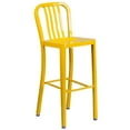 thumbnail image 1 of 30'' High Black Metal Indoor-Outdoor Barstool with Vertical Slat Back, 1 of 9