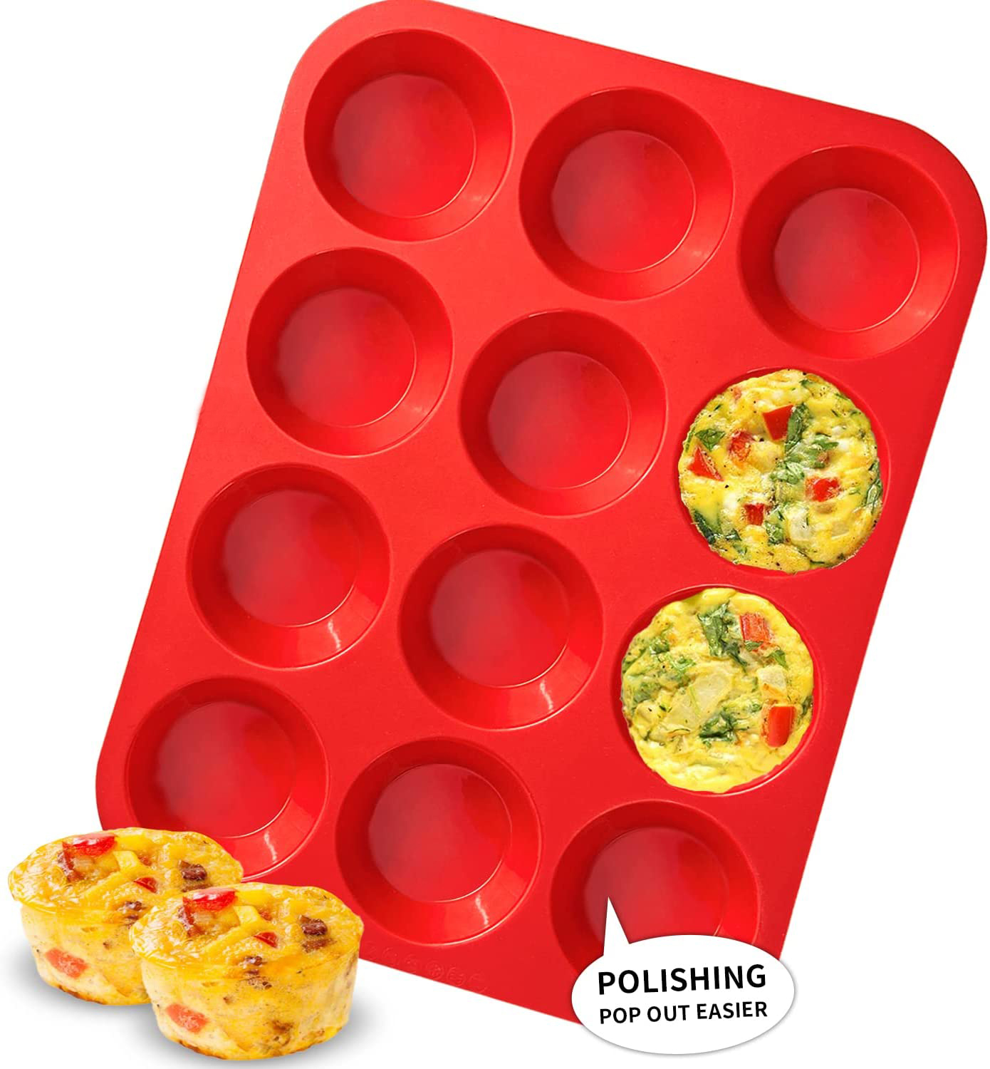 12 Cup Silicone Muffin Pan, Nonstick BPAFree Cupcake Pan Mold for