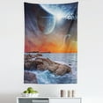 thumbnail image 1 of Universe Tapestry, Planet Landscape View from a Rocky Beach Ocean Science Room Theme, Fabric Wall Hanging Decor for Bedroom Living Room Dorm, 5 Sizes, Orange Umber Blue, by Ambesonne, 1 of 1