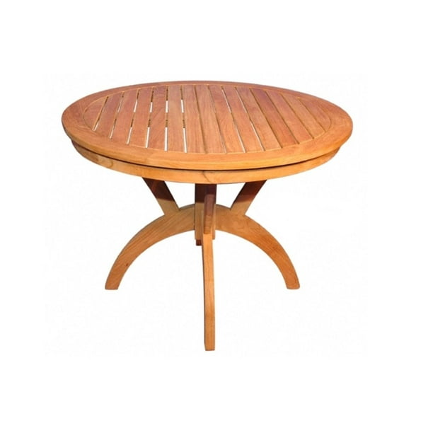 40" Natural Finish Teak Round Outdoor Patio Wooden Pedestal Table