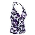 thumbnail image 2 of Mycoco Women's Halter Swim Top V Neck Swimwear Front Shirred Tankini Top, 2 of 4