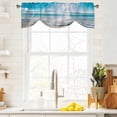thumbnail image 4 of Summer Ocean Marine Waves Tie Up Valances Curtain, Adjustable Kitchen Modern Blue Ocean Valances for Windows Decor, Rod Pocket Short Curtains Set for Bedroom/Bathroom, 60"x18", 4 of 9