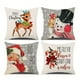 thumbnail image 4 of 4pcs Christmas Decorations Pillowcase 18x18 Set 4-piece Snowflake Santa Snowman Deer Bird Lollipop Christmas Rustic Winter Holiday Throw Pillow Christmas Decoration Cushion Cover, 4 of 5