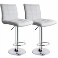 thumbnail image 2 of Tabourets de Bar Réglables en Cuir PU Carré Moderne avec Dossier, Ensemble de 2, Tabouret Pivotant Hauteur Comptoir (Marron Rétro), 2 of 4