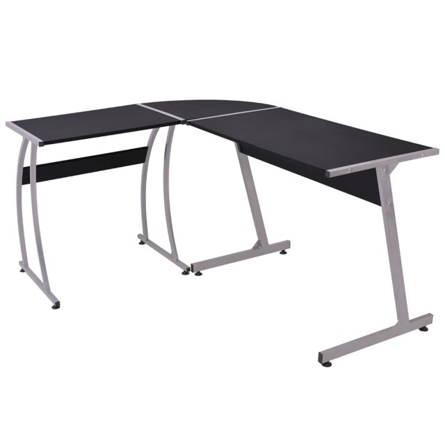 vidaXL Bureau d'Angle en Forme de L Noir