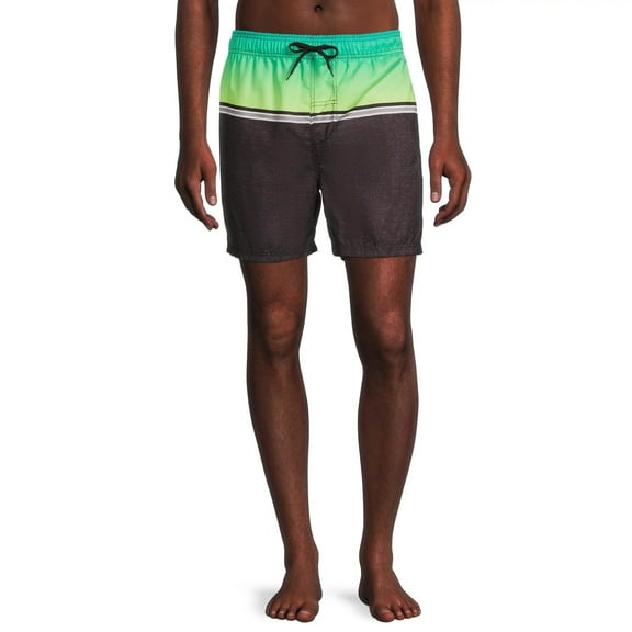 BURNSIDE APPAREL Men's Volley 6" Inseam Beach Shorts Color Block Swim Trunks (Aqua, L)