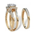thumbnail image 2 of PalmBeach Jewelry Round Cubic Zirconia Channel-Set 2-Piece Jacket Bridal Set 2.37 TCW 18k Gold-Plated or Platinum-Plated Silver., 2 of 6