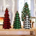 thumbnail image 4 of Buffalo Plaid Pattern Wooden Christmas Tree Set Decorative Standing Ornaments for Tabletop Mantel Shelf Holiday Display One Size, 4 of 5