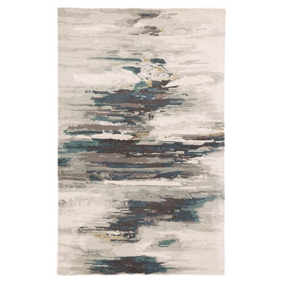 Ryenn Abstract Area Rug in Teal and Gray (13 ft. L x 9 ft. W)