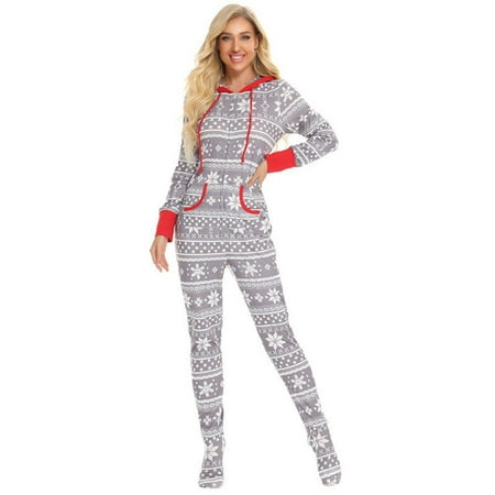 

GYRATEDREAM Christmas Pajamas One-Piece Jumpsuit Sets Footed Homewear Matching Family Parent-child PJ s with Long Sleeve Loungewear Sleepwear