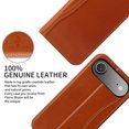 thumbnail image 5 of Genuine Leather Wallet Case for iPhone Air with Shockproof TPU Interior Case, Classic Credit Card Holder Kickstand Flip Folio Book Full Body Protection Cover for iPhone Air, Brown, 5 of 8