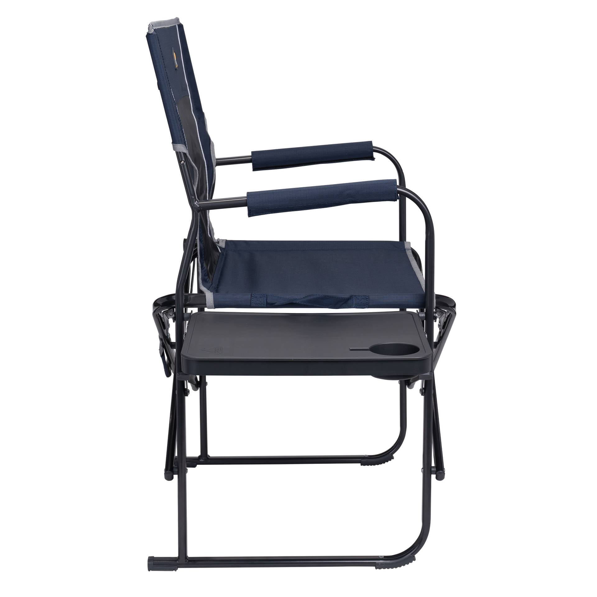 GCI Outdoor Slim-Fold Director's Chair Compact Folding Camp Chair with Side Table, Indigo