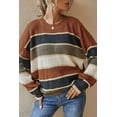 thumbnail image 2 of Contrast Striped Round Neck Long Sleeve Sweater, 2 of 8