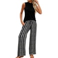 thumbnail image 5 of Enjoytime Summer Outfits for Women 2026 Sleeveless Tops with Print Wide Leg Pants 2 Piece Lounge Set Travel Casual Outfits, 5 of 6