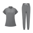 thumbnail image 4 of Ensemble de Chemise d'Uniforme d'Infirmière pour Femmes, Haut à Manches Courtes à Col Rond avec Pantalon Assorti, Tissu en Polyester, Tenue de Travail Décontractée Protectrice, Tenue d'Été, 4 of 6