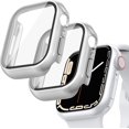 thumbnail image 1 of 2 Pcs Case with Screen Protector for Apple Watch Series 7 41mm, Full Protective Guard Bumper Hard PC HD Tempered Glass Cover Compatible for iWatch 41mm Accessories (41 mm, Silver+Sliver), 1 of 5