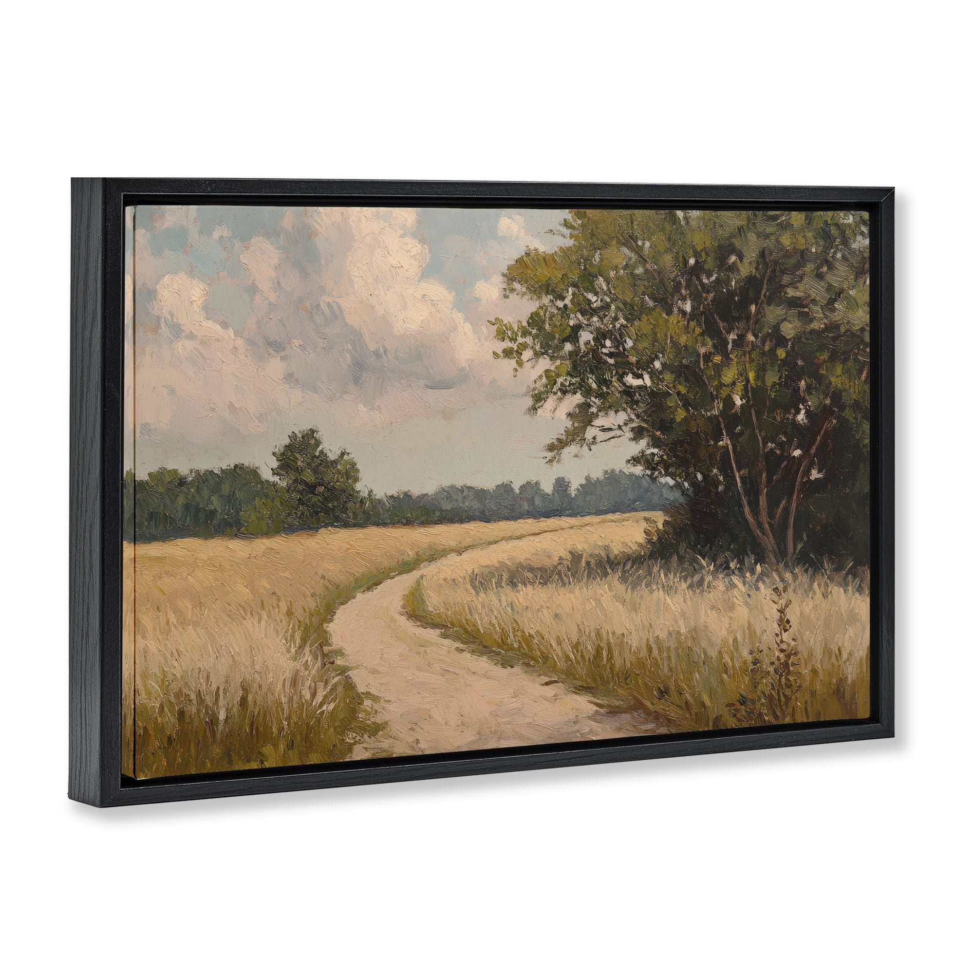 Stupell Industries Peaceful Thinking Path Black Framed Floater Canvas Wall Art, design by Petal Prints Design