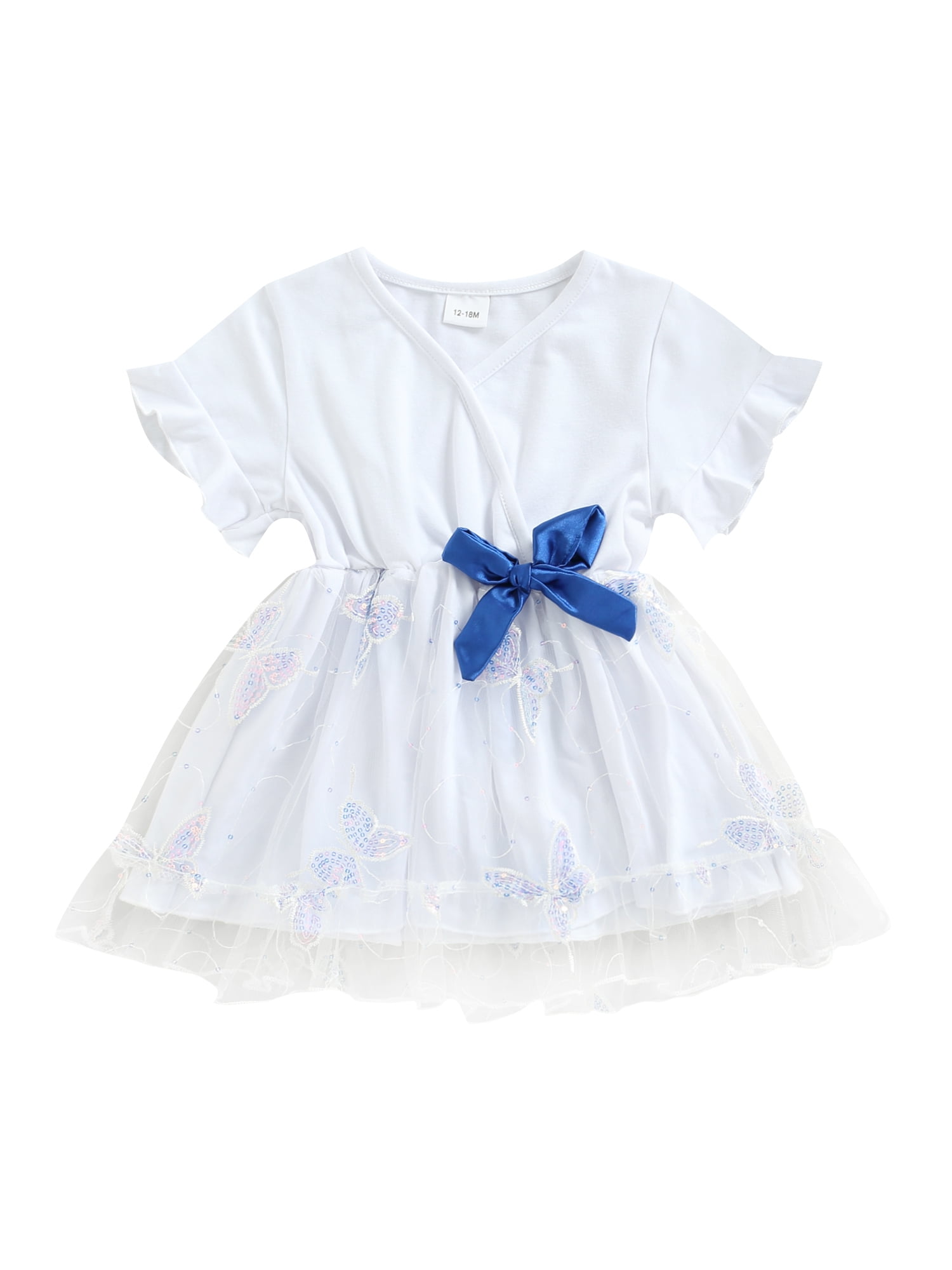 'Aurora' Baby Girls Cream Cotton Lace & Bow Dress Ages 3-6 6-9 & 9-12 Months 