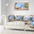 thumbnail image 3 of Designart Framed Effect Boat in Ocean - Seashore Throw Pillow - 12x20, 3 of 5