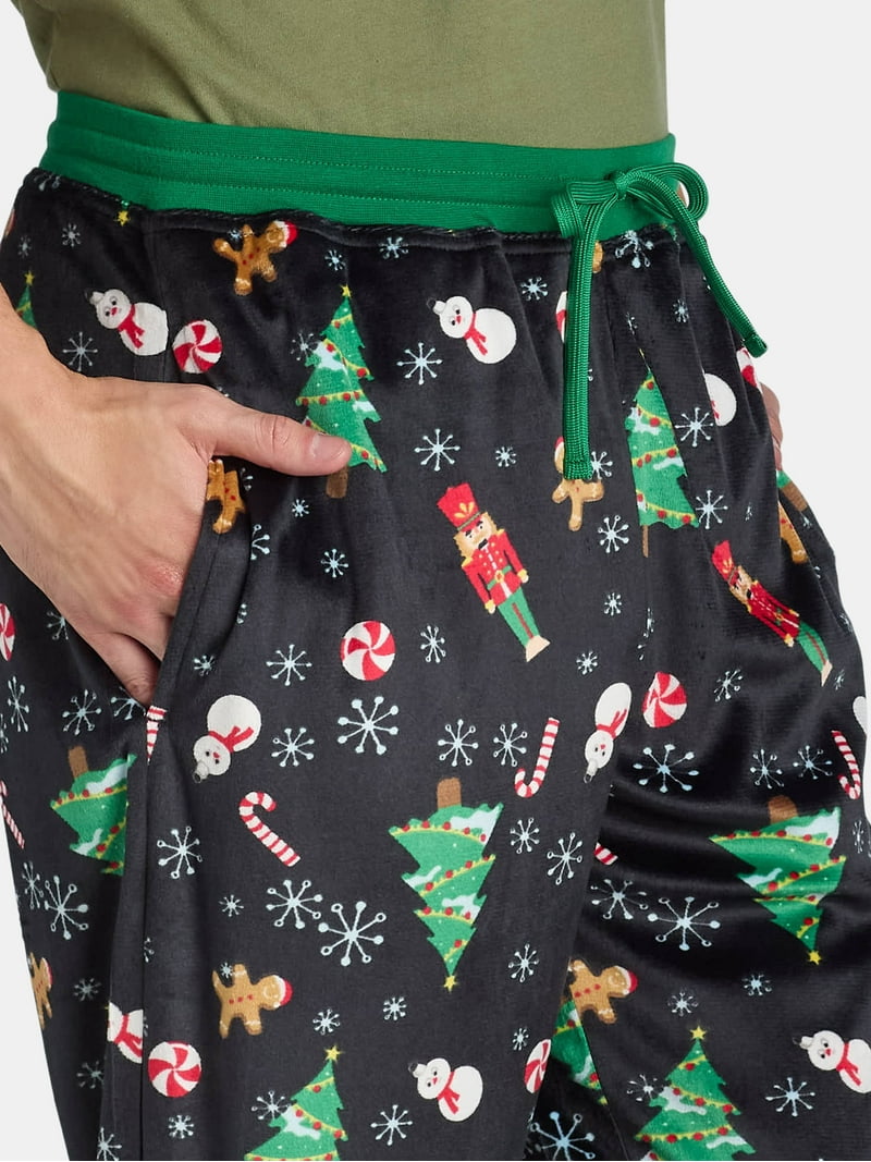 Holiday Time Men's Christmas Fleece Jogger Sleep Pants, Festive Holiday Time Men's Christmas Fleece Jogger Sleep Pants, Festive