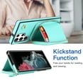 thumbnail image 2 of Crossbody Wallet Case for Samsung S23 Ultra, RFID Blocking PU Leather Zipper Handbag Purse Flip Cover, Kickstand Case with Card Slots Holder Wrist Strap Lanyard for Samsung Galaxy S23 Ultra, Mint, 2 of 12