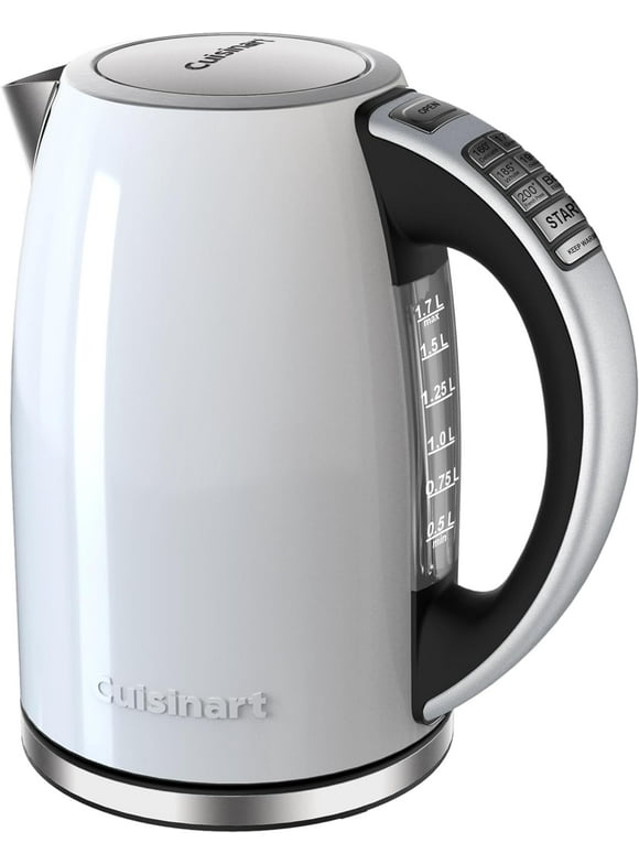 Cuisinart 1.7-Liter Stainless Steel Cordless Electric Kettle with 6 Preset Temperatures (White), CPK-17