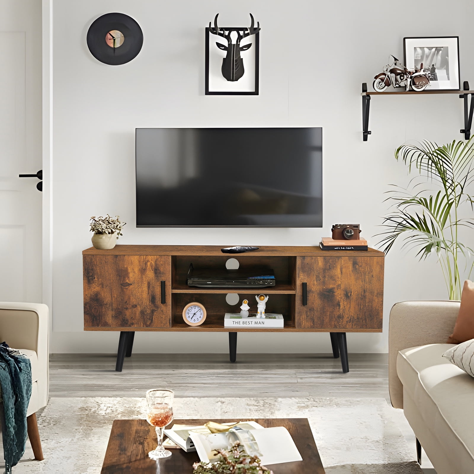 FANGSUM Mid Century Modern TV Stand for 55 Inch TV