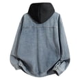 thumbnail image 3 of WRFWUL Mens Hooded Denim Jacket Faux Two Piece Long Sleeve Button Down Jean Coat Washed Trucker Coat, 3 of 4