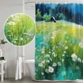 thumbnail image 5 of Blue Green Forests Shower Curtain, Waterproof Shower Curtains for Bathroom, Spring Oil Painting Daisy Nature Landscape Washable Fabric Bathtub Curtain Set Bath Decor with 12 Hooks Stall 36"x72", 5 of 8