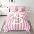 thumbnail image 2 of Homewish Cartoon Cute Monogrammed Bedding Comforter Set 7pcs, Pink Bow-tie Letter B Queen Bedding Sets, Teens Kids Girls Reversible Queen Sheet Sets, Breathable Home Decor, 2 of 7