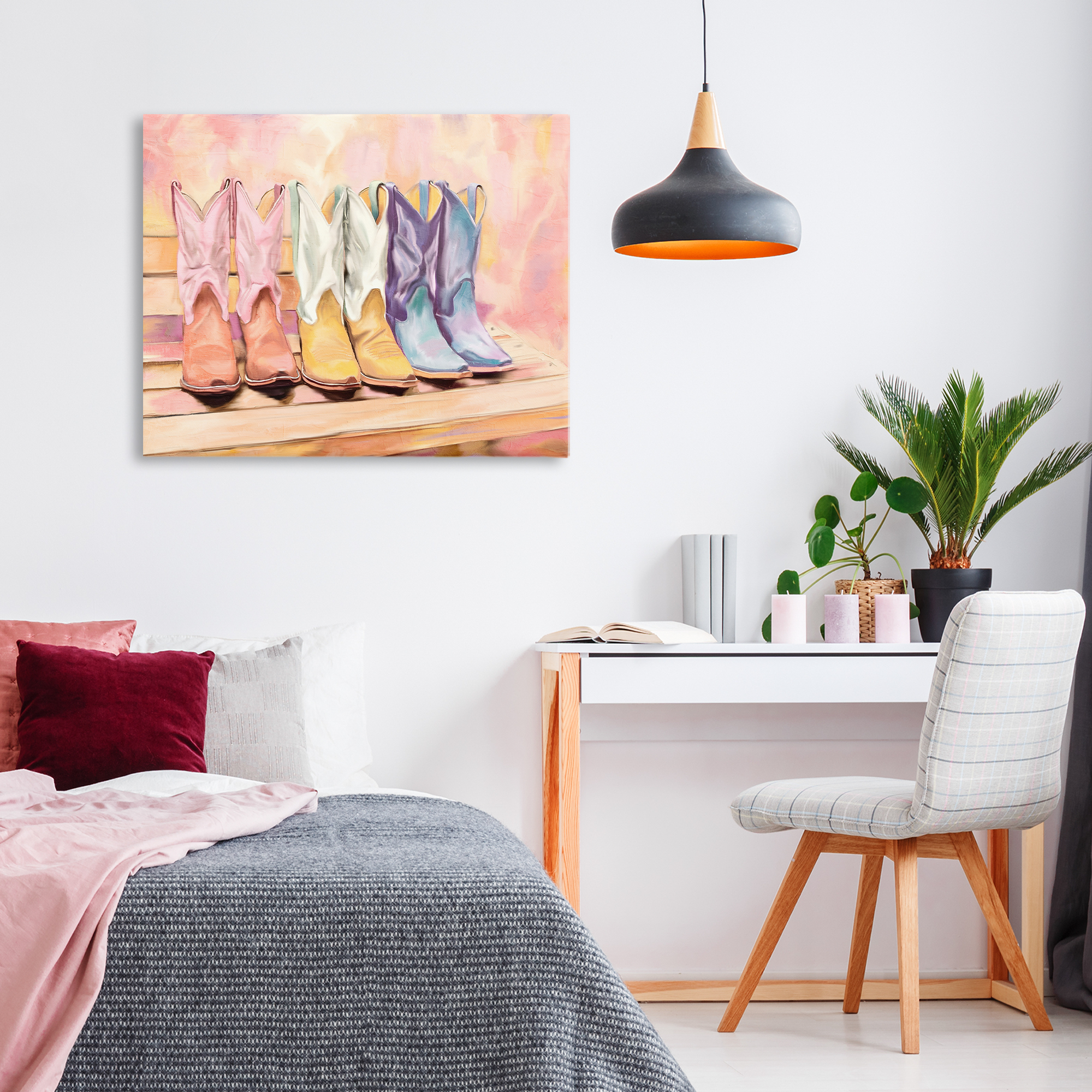 Painted Boots Trio Canvas Wall Art, design by Kim Allen