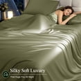 thumbnail image 3 of Sonoro Kate 100% Organic Cooling Bamboo Sheets, King Sheet Set 6-Piece with 16" Deep Pocket, Silky Smooth Luxury Bed Sheets, Sage Green, 3 of 7
