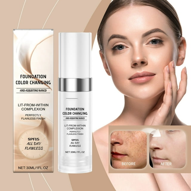 Hot6sl Ofertas de La Semana Base Maquillaje Warm Change Corrector de Larga Duración Sin Desmaquillaje Nutritiva Reversal Hidratante Ligera Cuidado Base Maquillaje Hidratante 30 Ml