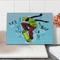 thumbnail image 2 of Youth Cutting Board, Teenager Playing Skateboard on Street with Abstract City Background Circles Buildings, Decorative Tempered Glass Cutting and Serving Board, Small Size, Multicolor, by Ambesonne, 2 of 5