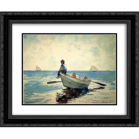 Winslow Homer 2x Matted 24x20 Black Ornate Framed Art Print 'Boys in a Dory'