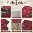 thumbnail image 4 of Halloween Pirate Costume - 5-Piece G"irl"s Princess Red Costume Cosplay Halloween Outfit Set with Wig for Fancy-Dress Up Party Night, Size:160, 4 of 8