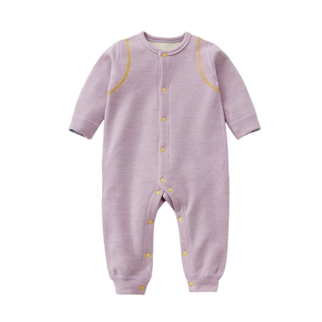Kovlvoll Newborn Baby Girl Boy Clothes Rompers Crew Neck Long Sleeve Button up Bodysuit Fleece Lined Fall Warm Rompers