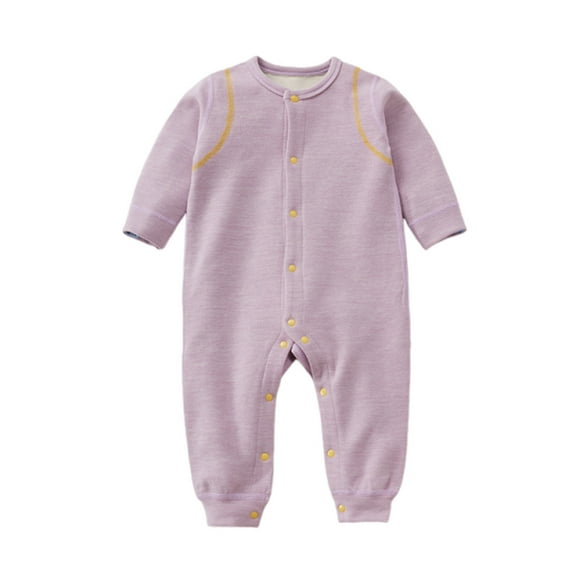 UAMVSH Newborn Boys Girls Long Sleeve Button down Pajama Jumpsuits Warm Fleece Comfortable Lounge Rompers Baby Clothes(6-9 Months,Purple)