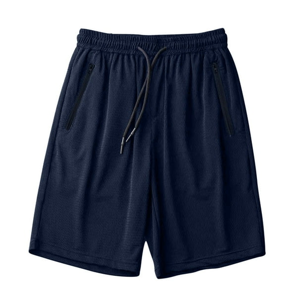Men's Hiking Shorts 7" Quick Dry Athletic Shorts With Zipper Pockets For Gym, Workout, Basketball, Running Black L