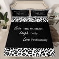 thumbnail image 2 of jejeloiu Wild Leopard Texture Full Size Sheets,Inspirational Quote Bed Sheets,White Black Cheetah Pattern Sheet Sets For Adults,Luxury Bedroom Decor,4 Pieces, 2 of 7