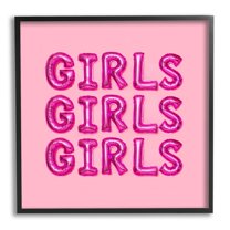 Stupell Industries Pink Girls Balloon Letters Bold Stylish Typography Graphic Art Black Framed Art Print Wall Art, Design by LISH creative