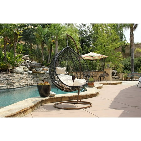 DL Furniture Elegant Pool Side Swing Chair With Steel Hanger, Black