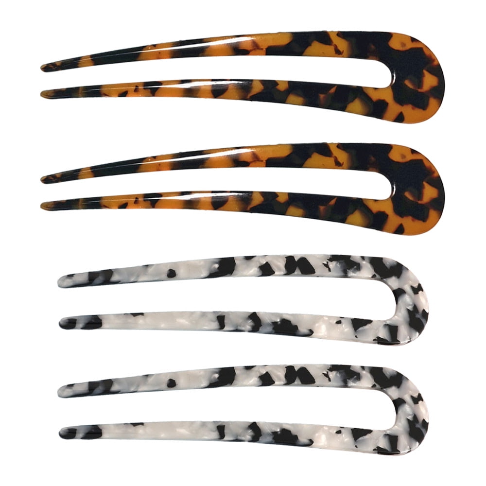 French Hair Forks Tortoise Shell U Shape Updo Hair Pins Clips for Thin