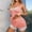 *Pink, variant on Women's Lace Trim Ribbed Spaghetti Strap Camisole and Shorts Pajama Set ,Casual Sleepwear Loungewear Black,Women's Plus L